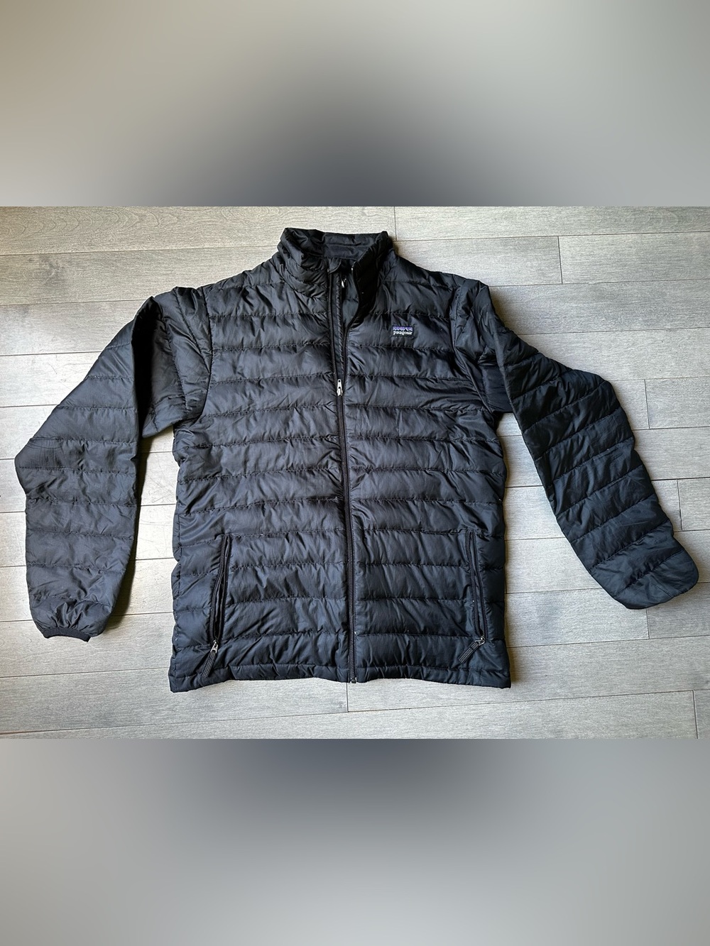 Kids Boys Patagonia Black Quilted Down Puffer Full Zip Coat Jacket Sz XXL 16-18